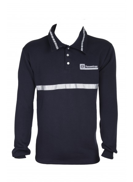 POLO YAKA REFLEKTÖRLÜ LACİVERT  SWEATSHİRT