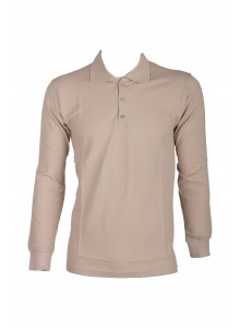 POLO YAKA BEJ UZUN KOL İKİ 2 İPLİK SWEATSHIRT