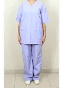 LİLA MUSKA YAKA SCRUBS TAKIM  AMELİYAT TEMİZLİK KIYAFETLERİ  T05 