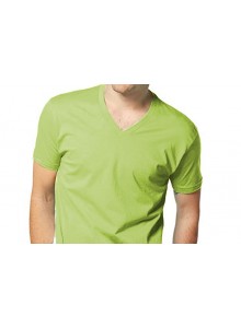 V-Yaka Kısa Kollu Fıstık Yeşili  Penye Tişört  TİŞ 29 