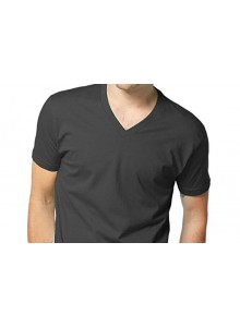 V-Yaka Kısa Kollu Siyah Penye Tişört  TİŞ-23 