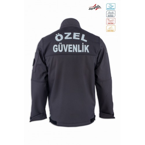 YENİ TİP SİYAH ÖZEL GÜVENLİK SOFTSHELL MONT