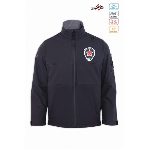 YENİ TİP SİYAH ÖZEL GÜVENLİK SOFTSHELL MONT