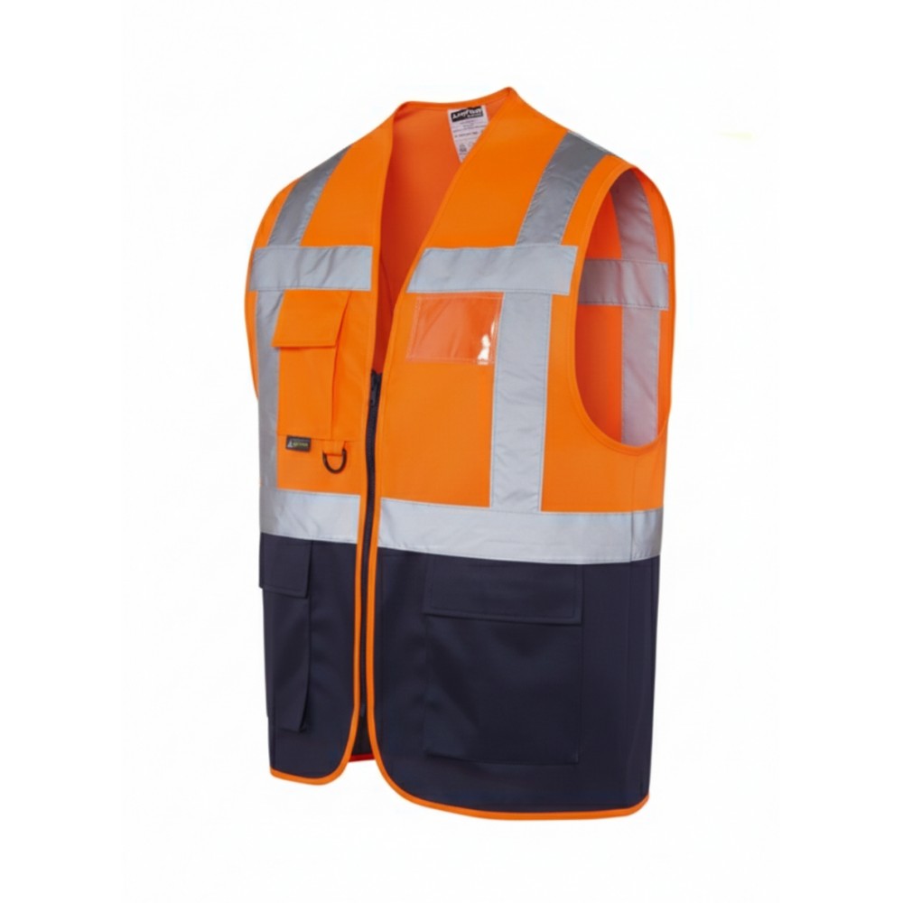 Olympus High Vis turuncu reflektörlü iş güvenliği ikaz yeleği