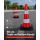 50 cm Kauçuk Tabanlı Reflektif Trafik Konisi 50 cm kaucuk tabanli trafik ve reklam konisi hdpe kirmizi petekli reflektif koni