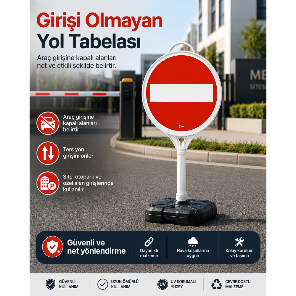 Yuvarlak Girişi Olmayan Yol Tabelası 25 cm yuvarlak girisi olmayan yol uyari tabelasi 25 cm 250 mm pvc baski tek yon trafik tabelasi