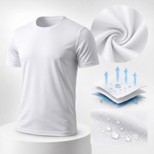 Bisiklet Yaka Dry Touch Beyaz Tişört