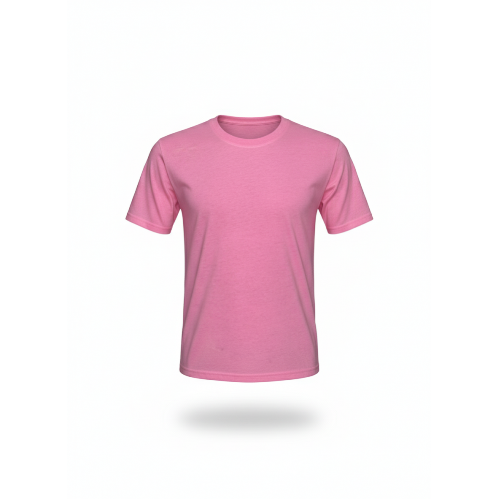 KISA KOLLU PEMBE BİSİKLET YAKA PENYE TSHİRT