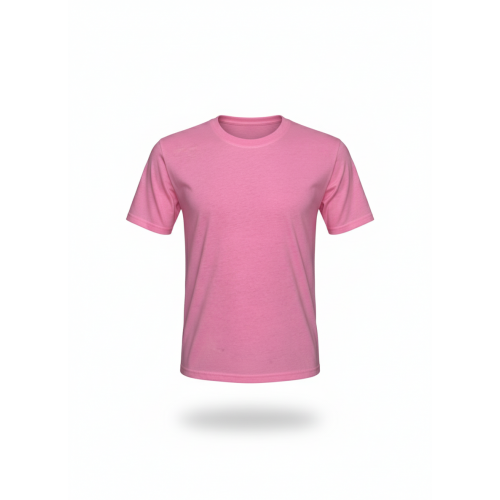 KISA KOLLU PEMBE BİSİKLET YAKA PENYE TSHİRT
