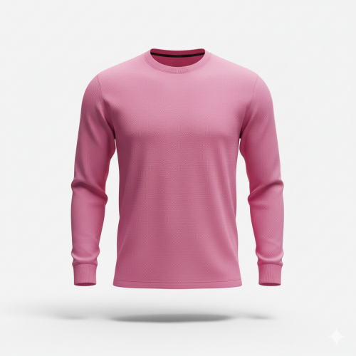 UZUN KOLLU PEMBE BİSİKLET YAKA PENYE TSHİRT