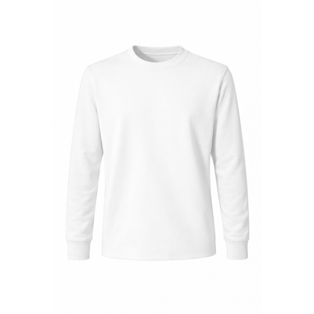 Beyaz bisiklet yaka uzun kollu 2 iplik iş sweatshirt personel forması