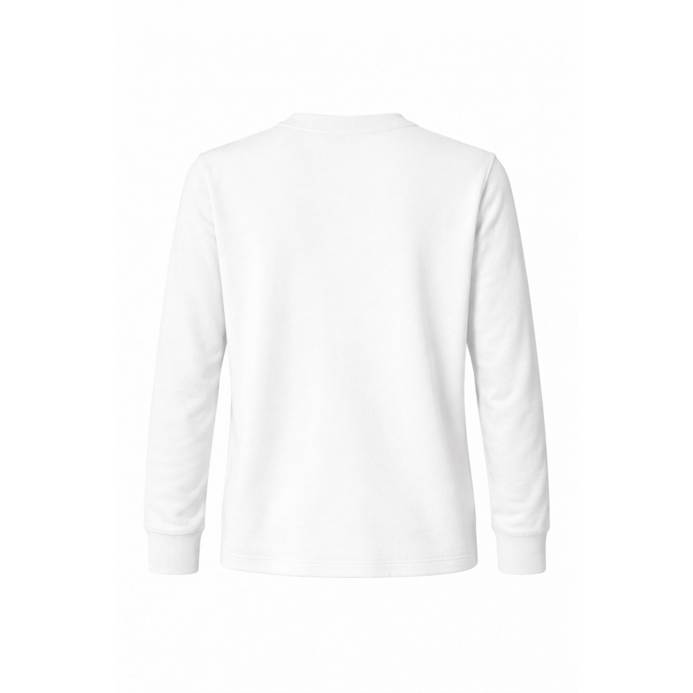 Beyaz bisiklet yaka uzun kollu 2 iplik iş sweatshirt personel forması