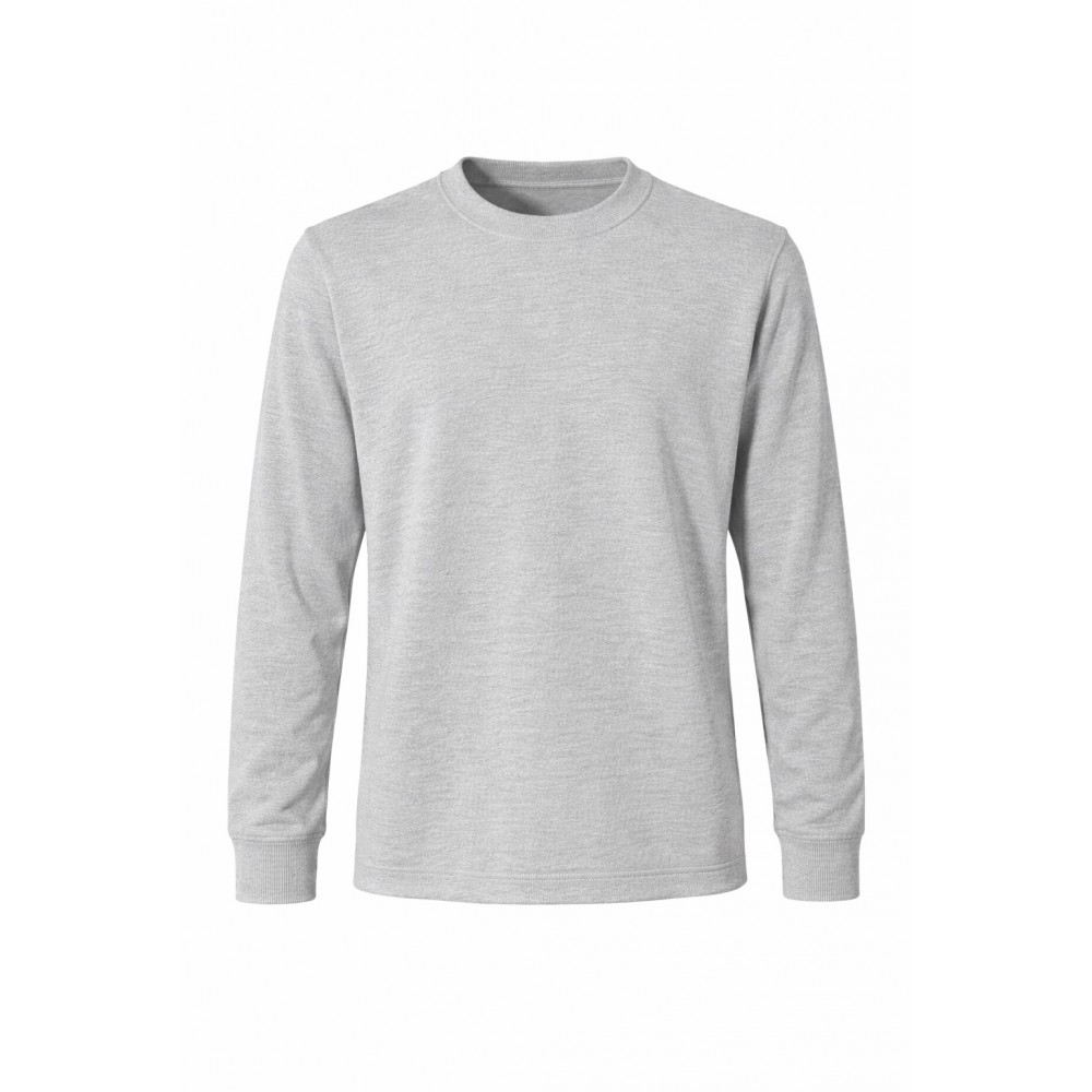 Açık gri melanj bisiklet yaka 2 iplik iş sweatshirt önden görünüm