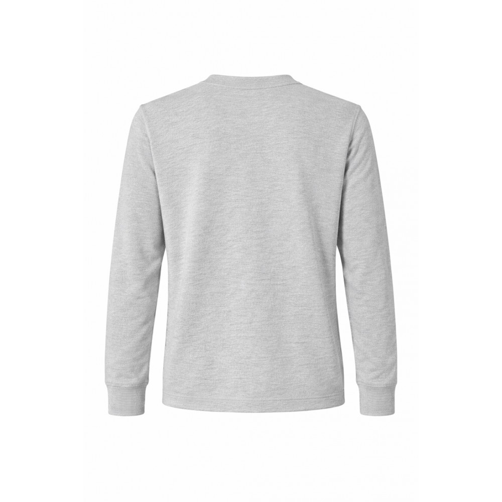 Açık gri melanj bisiklet yaka 2 iplik iş sweatshirt önden görünüm