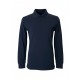 Uzun kollu lacivert polo yaka 2 iplik sweatshirt, kurumsal personel giyimi için dayanıklı ve profesyonel üst giyim ürünü