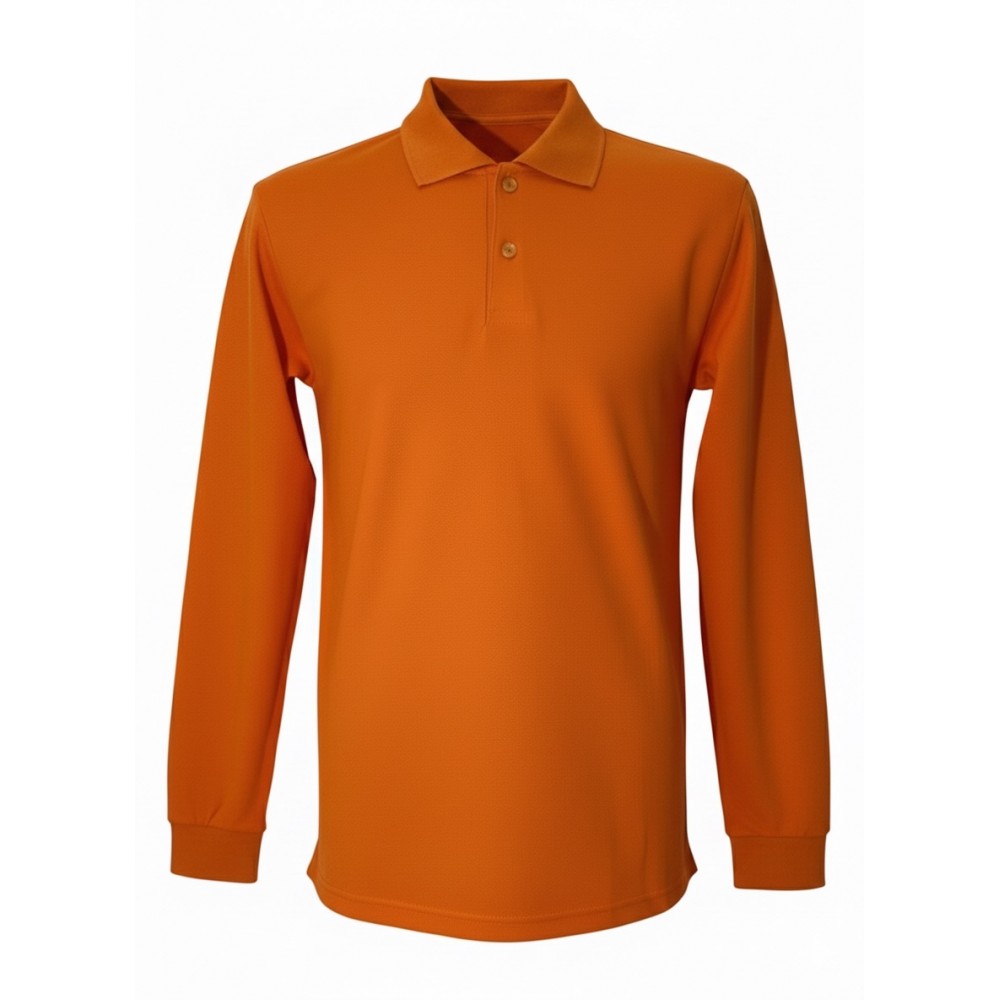 Uzun kollu turuncu polo yaka 2 iplik sweatshirt, kurumsal personel giyimi için dayanıklı ve yüksek görünürlüklü üst giyim ürünü