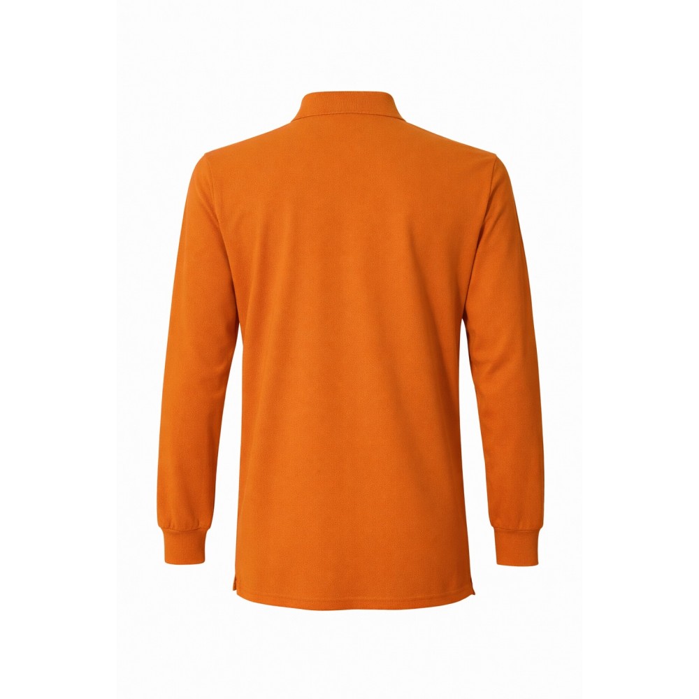 Uzun kollu turuncu polo yaka 2 iplik sweatshirt, kurumsal personel giyimi için dayanıklı ve yüksek görünürlüklü üst giyim ürünü