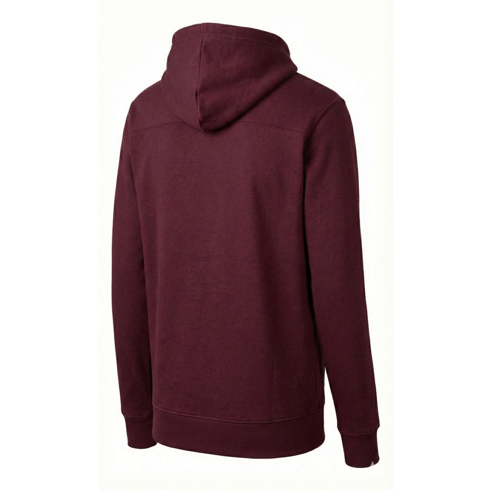 şardonlu 3 iplik kapüşonlu bordo sweatshirt