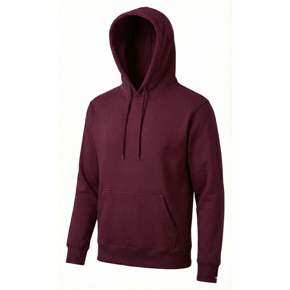 şardonlu 3 iplik kapüşonlu bordo sweatshirt