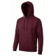 şardonlu 3 iplik kapüşonlu bordo sweatshirt