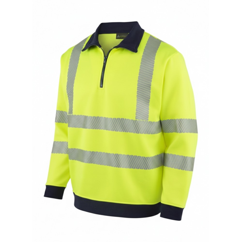 Olympus Contrast Safety yarım fermuarlı polo yaka reflektörlü iş sweatshirt