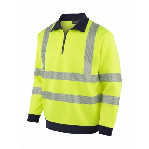 OLYMPUS CONTRAST SAFETY 1/4 ZIP POLO YAKA SWEATSHIRT(8140)