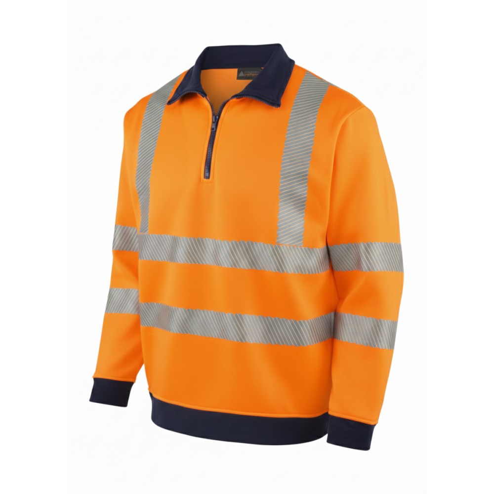 Olympus Contrast Safety yarım fermuarlı polo yaka reflektörlü iş sweatshirt