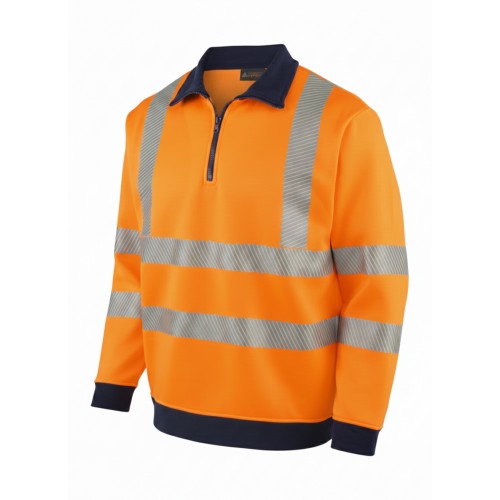 OLYMPUS CONTRAST SAFETY 1/4 ZIP POLO YAKA SWEATSHIRT(8140)