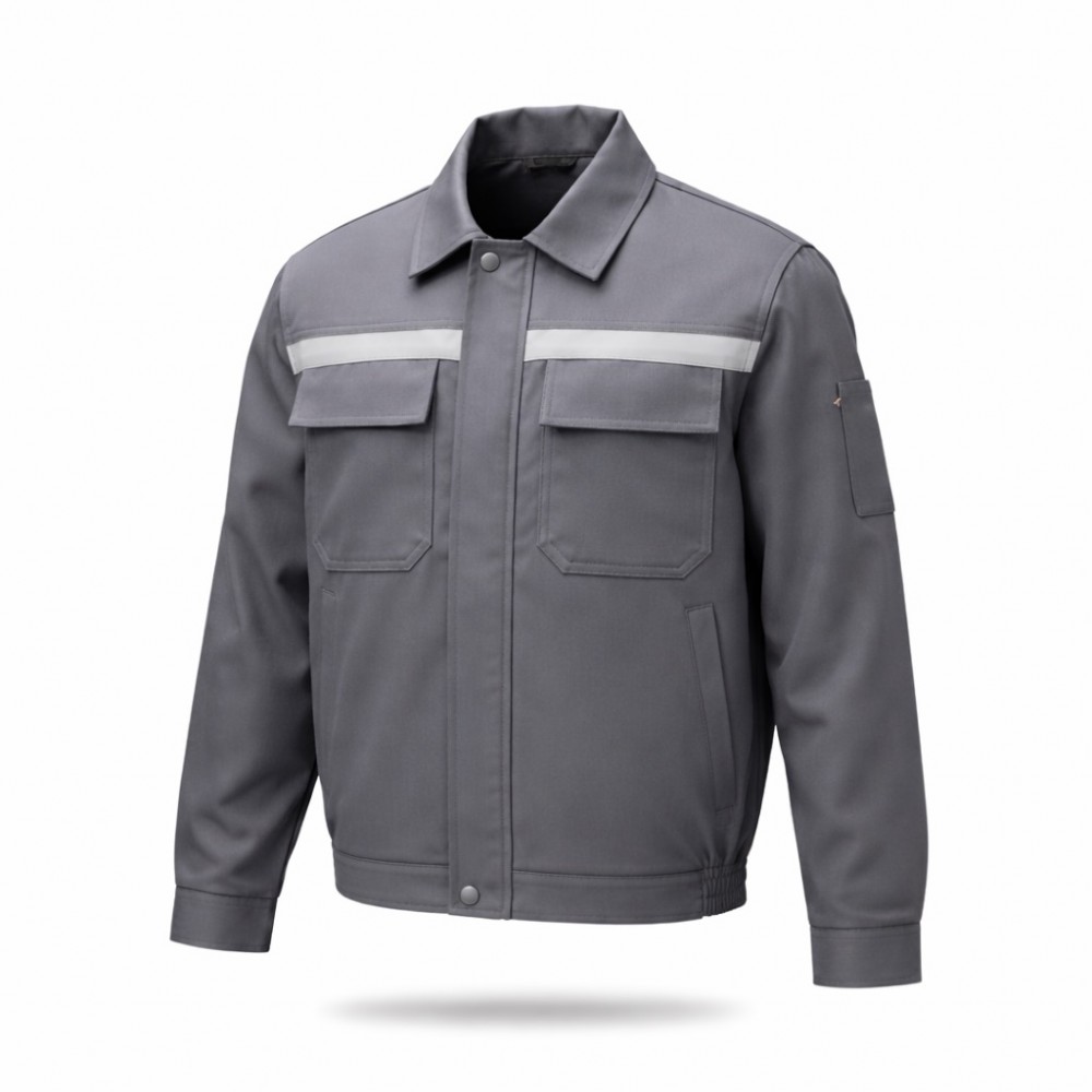 7x7 gabardin kumaş kapitoneli gri iş montu dayanıklı tasarım