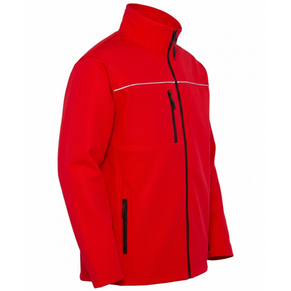 Myform 3108 kırmızı softshell outdoor mont ön ve teknik detay görünümü