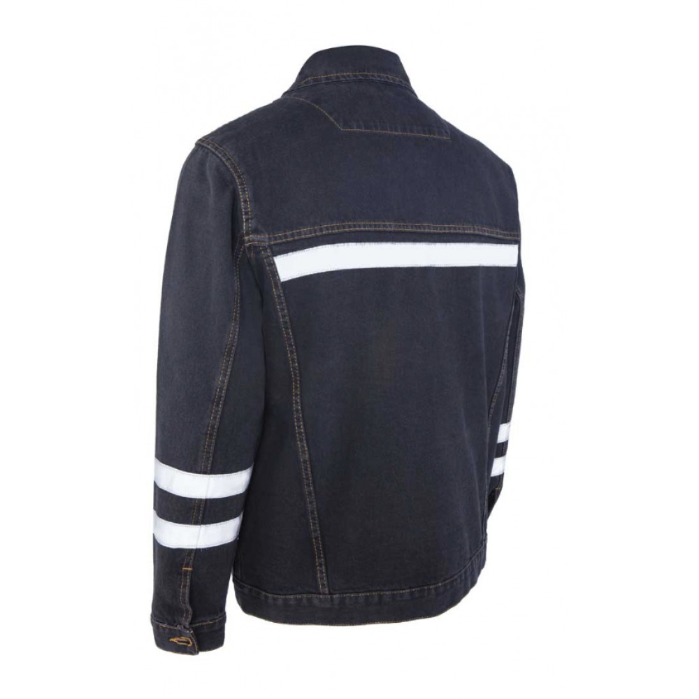 Myform Sona Denim 3109 siyah kot iş montu ön ve arka detayları