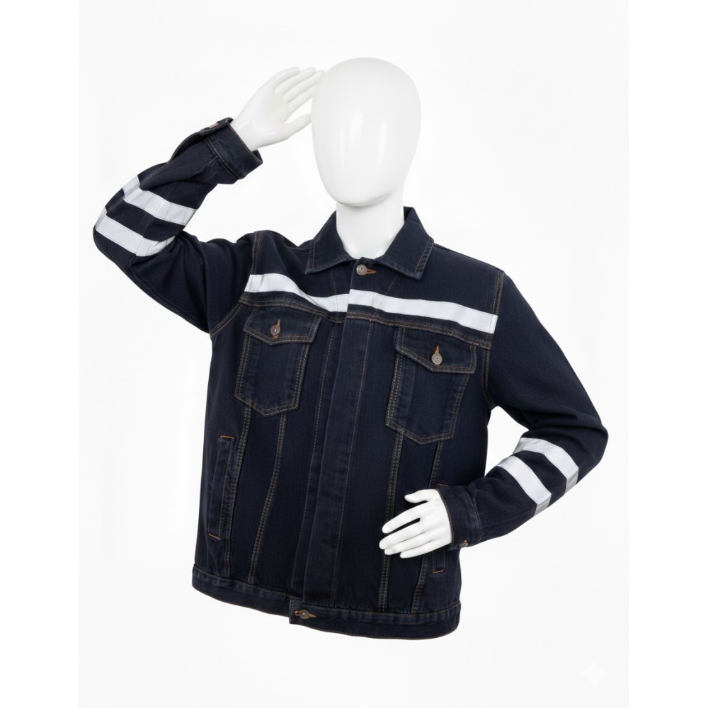 Myform Sona Denim 3109 siyah kot iş montu ön ve arka detayları