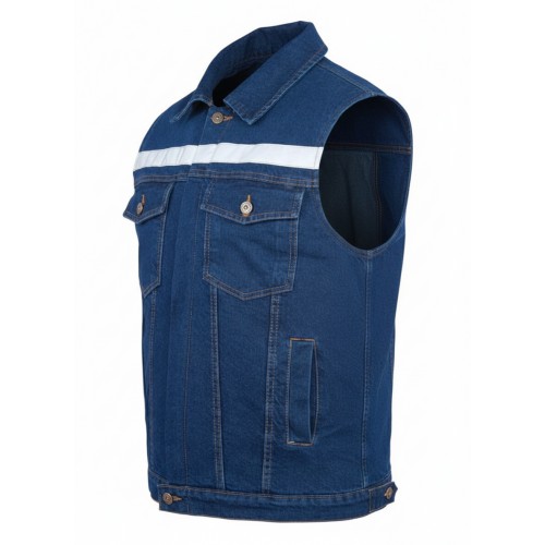 MYFORM SONA DENIM MAVİ KAPİTONELİ KOT YELEK (9129)