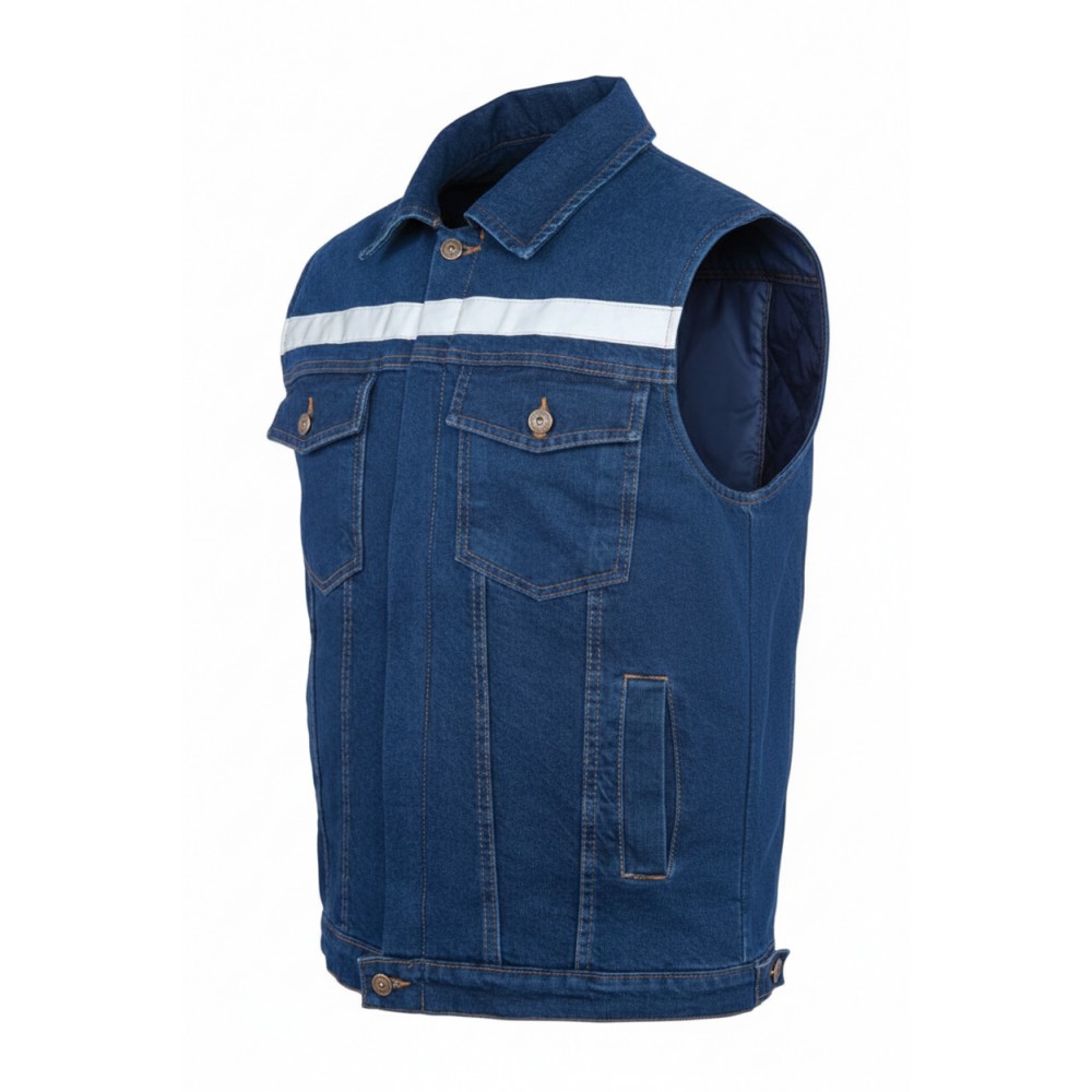 Myform Sona Denim Mavi Kot Yelek 9128 Myform Sona Denim 9128 mavi kot iş yeleği çok cepli model