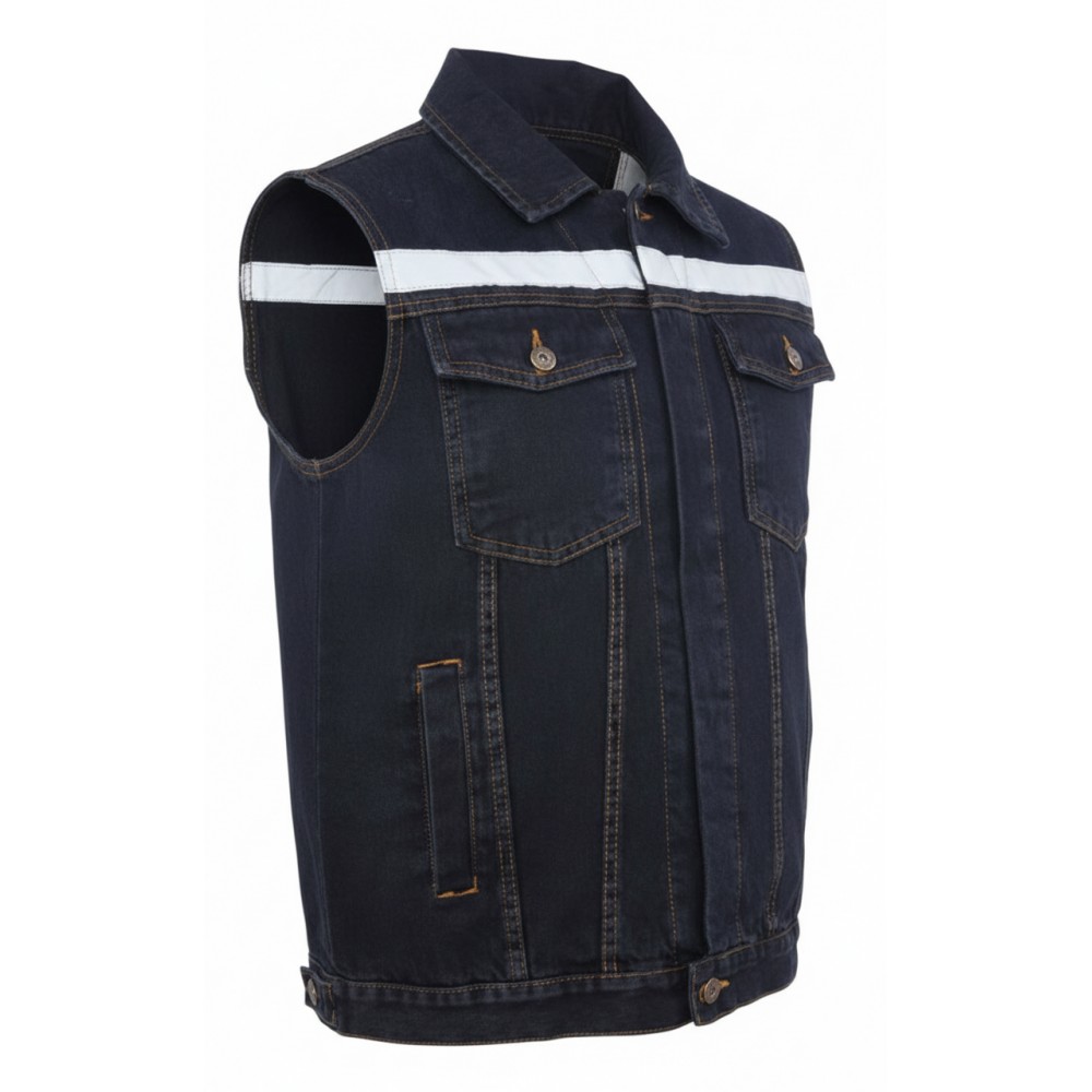 Myform Sona Denim 9128 siyah kot iş yeleği çok cepli teknik mod