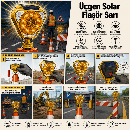 Üçgen Solar Flaşör Sarı