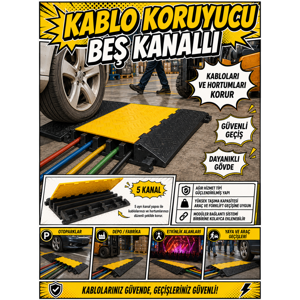 kablo koruyucu bes kanalli kaucuk 5 kanalli kablo koruyucu kasis acilir kapanir kapakli sari siyah