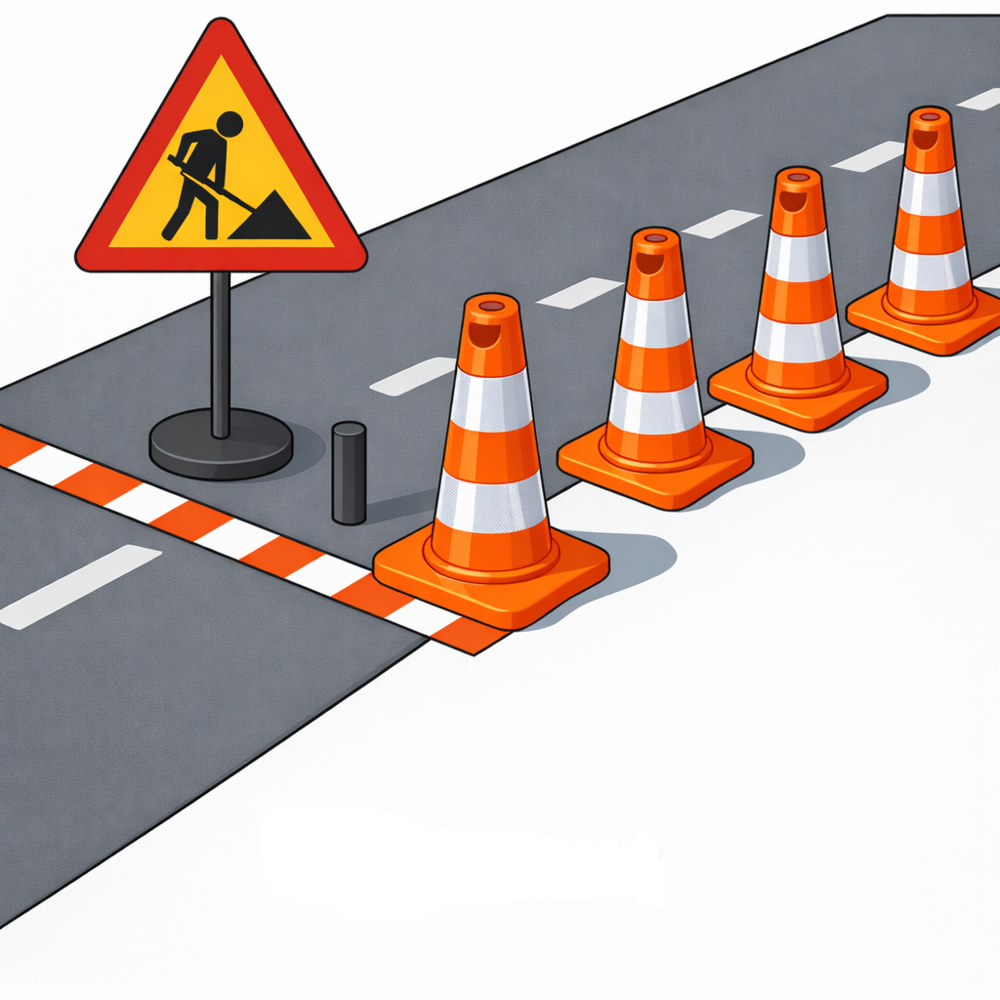 trafik konisi 50 cm tek reflektifli pvc turuncu 4 kose tabanli yol konisi