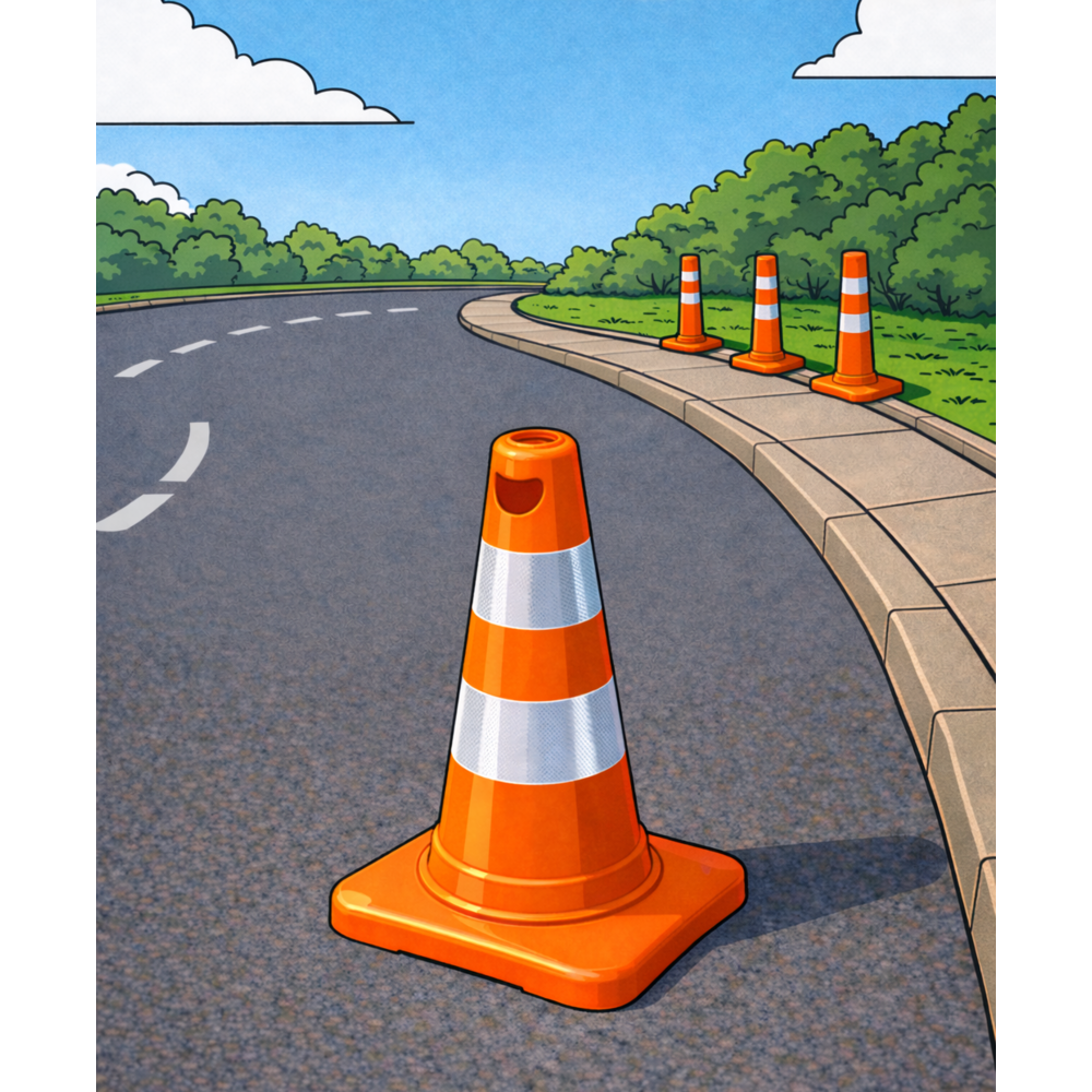 trafik konisi 50 cm tek reflektifli pvc turuncu 4 kose tabanli yol konisi