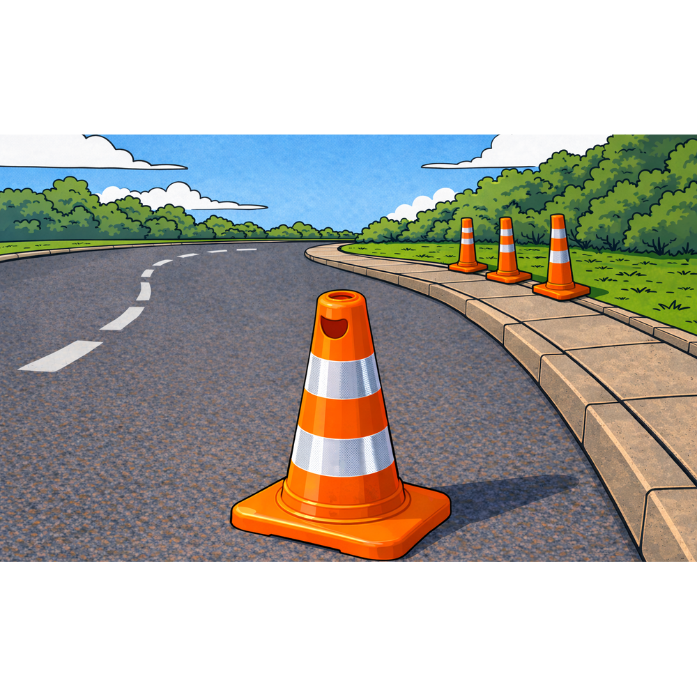 trafik konisi 50 cm tek reflektifli pvc turuncu 4 kose tabanli yol konisi