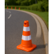 trafik konisi 50 cm tek reflektifli pvc turuncu 4 kose tabanli yol konisi