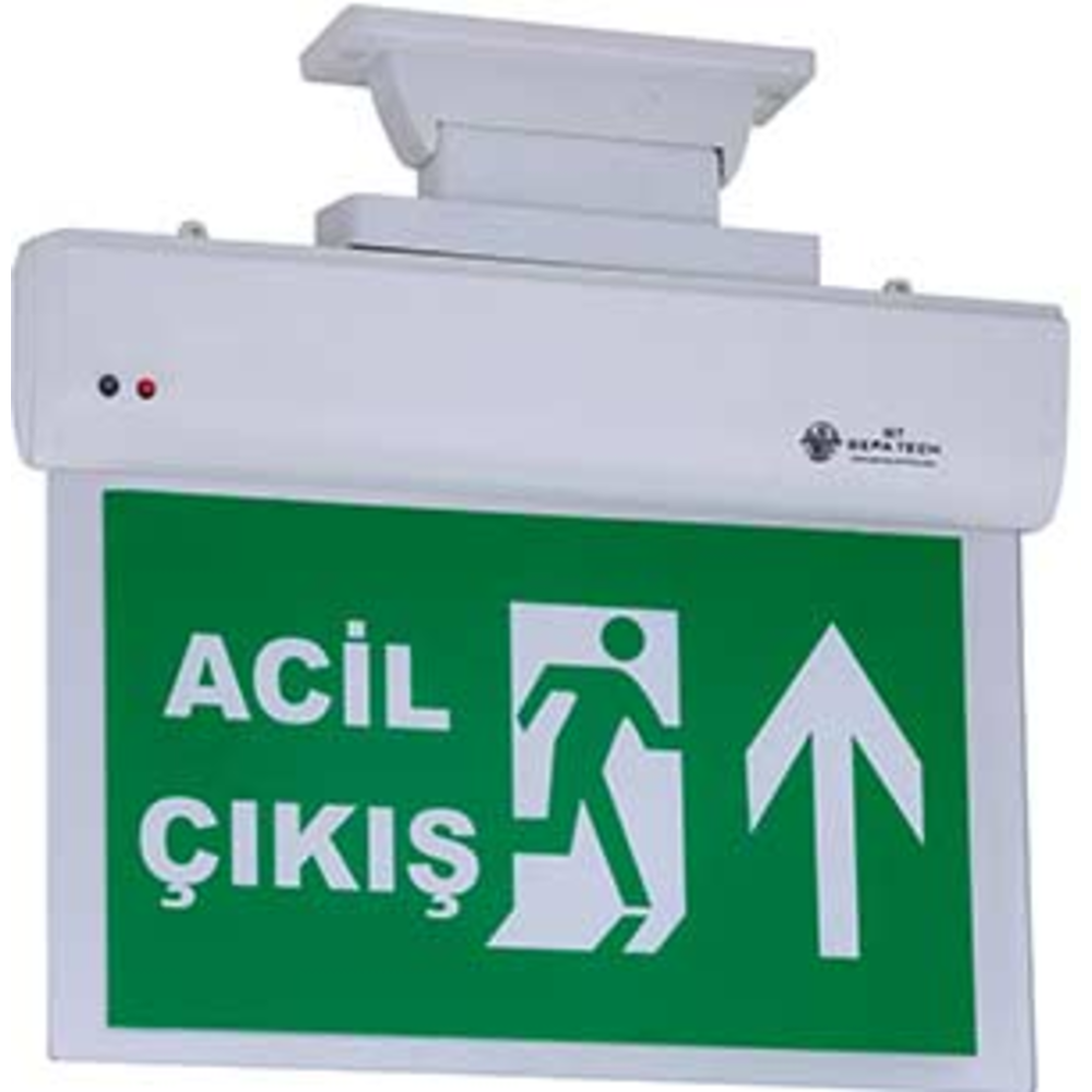 acil cikis isikli tavan armaturu ledli yukari yon ok 35x35 cm tavan montaj ic mekan yonlendirme