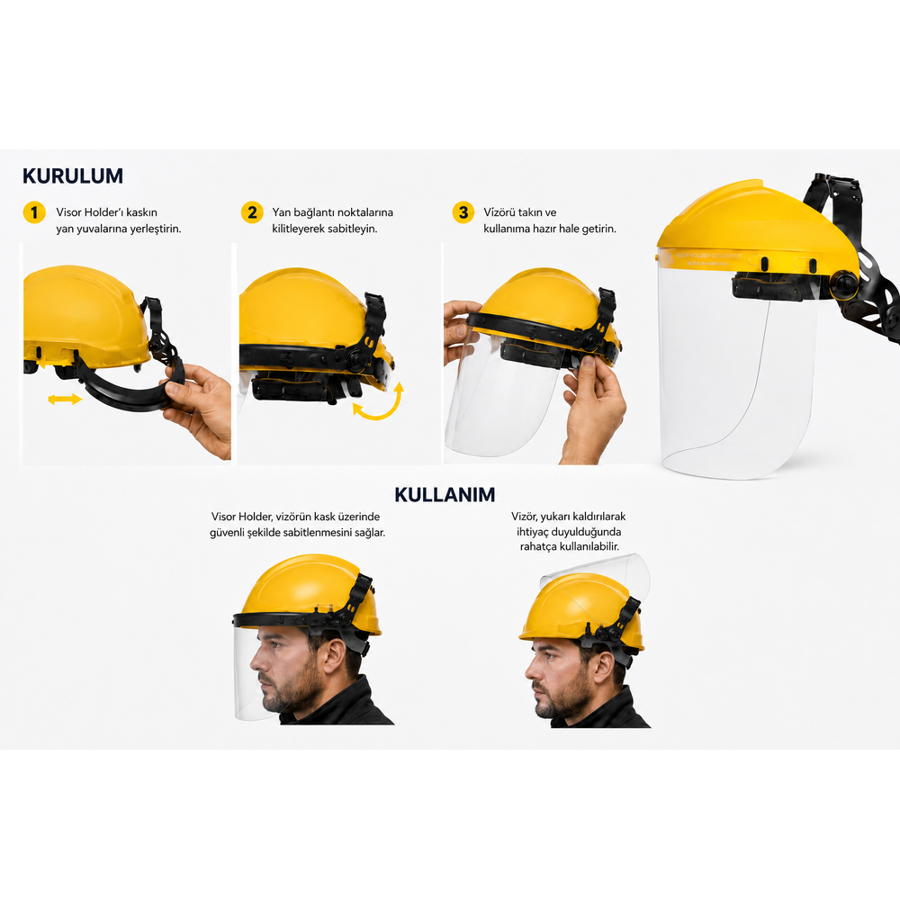 Delta Plus Visor Holder baret için yüz kalkanı tutucu Zircon Quartz Diamond uyumlu siyah 86 g EN166 EN1731 ANSI Z87+ D3