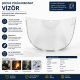 essafe ge 1251 yedek vizor 20x40 cm 1.0 mm pc seffaf polikarbon aluminyum cerceve optik sinif 1 b darbe dayanim en 166 ce en 16321 yuz koruma siperlik vizoru