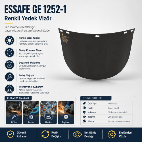 Essafe GE 1252-1 Yüz Koruyucu Renkli Yedek Vizör (20×40 cm) 
