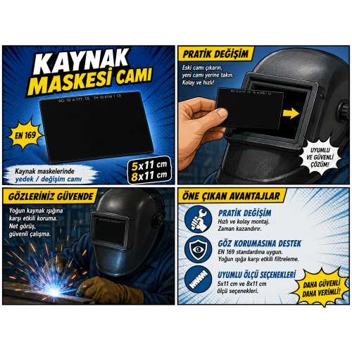 Kaynak Maskesi Camı EN 169 (5x11 / 8x11)