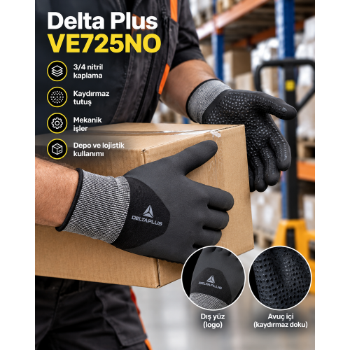 Delta Plus VE725NO 3/4 Nitril Kaplamalı Kaydırmaz İş Eldiveni