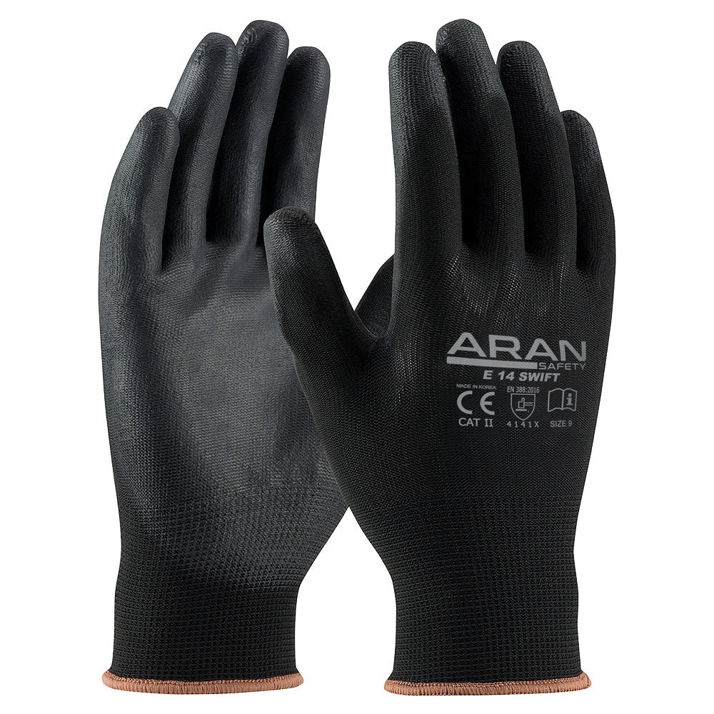 Aran Safety E14 Swift PU Kaplı Siyah İş Eldiveni aran safety e14 swift pu kapli siyah genel kullanim is eldiveni en 388 4131x
