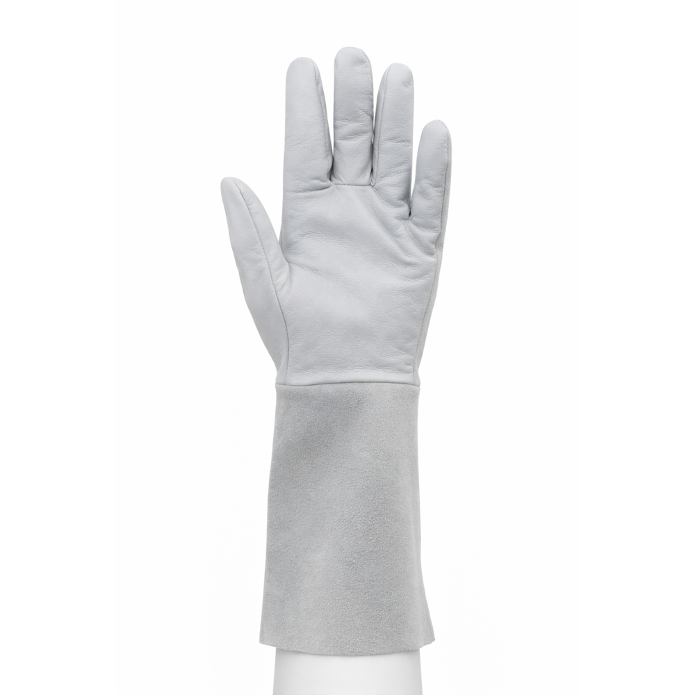 Beybi ARG-01 Argon Kaynakçı Eldiveni (Gri) beybi arg-01 argon kaynakci eldiveni gri keci derisi yarma deri konc uzun konc icten dikis en388 1111x en407 x11111 10 xl