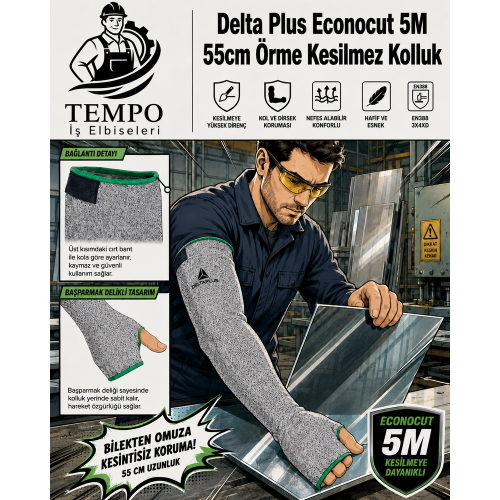 Delta Plus Econocut 5M 55cm Örme Kesilmez Kolluk